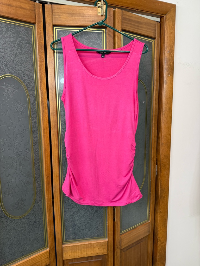 Ellen Tracy Hot Pink Sleeveless Ruched Side Tank Brand New
